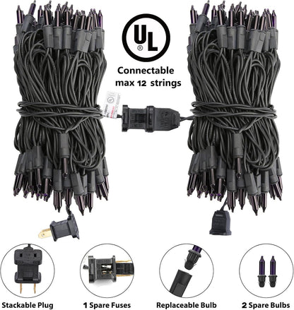 Toodour Purple Halloween Lights, 12.5ft 50 Count Incandescent Halloween String Lights, UL Certified Connectable Mini Bulbs String Lights for Home, Garden, Porch, Yard, Patio, Party, Indoor Decoration