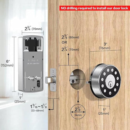 Keyless Deadbolt Smart Door Lock: Sifely Digital Keyless Entry Door Lock for Front Door, Code & Fob Access, App Control, Auto Lock, Easy to Install (Silver)