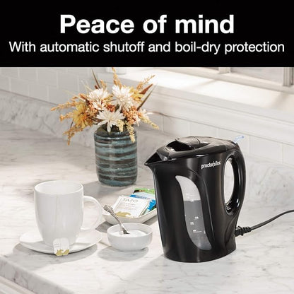 Proctor Silex Electric Tea Kettle, Water Boiler & Heater Auto-Shutoff & Boil-Dry Protection, 1000 Watts for Fast Boiling, 1 Liter, Black (K2071PS)