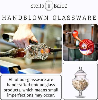 Stella Baic Small Heart-Shaped Glass Apothecary Jars with Lids, Clear, 28 Fl. Oz (9" H x 5" D), Perfect for Candy Buffet, Home Decor, Bathroom Storage, Wedding Party