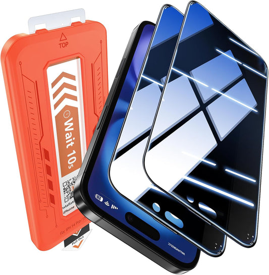 EGV Compatible for iPhone 16/iPhone 15 Privacy Screen Protector [9H+ Military Grade Shatterproof & 100% Anti Spy], Privacy Screen iPhone 16/iPhone 15 Tempered Glass, Full Coverage Protection, 2 Packs