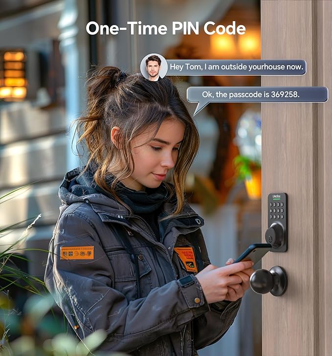 Keyless Entry Keypad Deadbolt with Handle Set, Smart Lock, Auto-Lock + One-Touch Lock, 100 Codes + 15-Min Easy Install, Ideal for Airbnb/Homes/Offices, Fits U.S. Standard Front Doors, Black