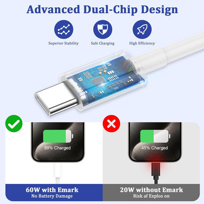 Long USB C Cable 10ft Fast Charging,3Pack 60W Type C to C 10 ft Charger Cord for Apple for iPhone 16/15/15 Pro/Plus/Pro Max,for MacBook Pro/Air,for IPad Air 4/5/Mini 6/Pro Charge 10 feet