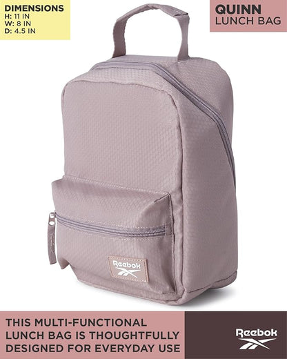 Reebok Mens and Womens Lunch Bag - Portable Insulated Work Lunch Box for Women and Men with Two Compartments and Handle, Size One Size, Quinn Taupe