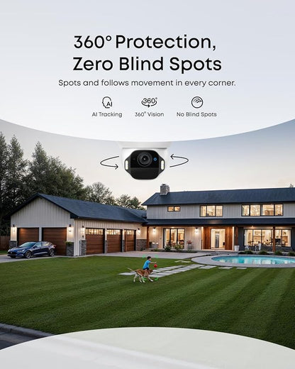 eufy Security SoloCam E42 4-Cam Kit (HomeBase S380), 4K Security Camera Wireless Outdoor, Solar Powered, AI Motion Tracking, Strobe Light, Pan & Tilt, Facial Recognition, Local Storage Up to 16 TB