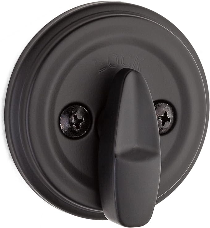 Kwikset 980 Deadbolt Lock, Matte Black Round Exterior Keyed Front Entry Door, Pick Resistant SmartKey Rekey Security, Single Cylinder Dead Bolt, with Microban Protection