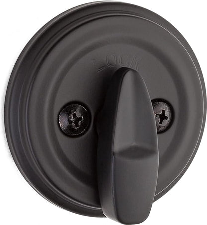 Kwikset 980 Deadbolt Lock, Matte Black Round Exterior Keyed Front Entry Door, Pick Resistant SmartKey Rekey Security, Single Cylinder Dead Bolt, with Microban Protection