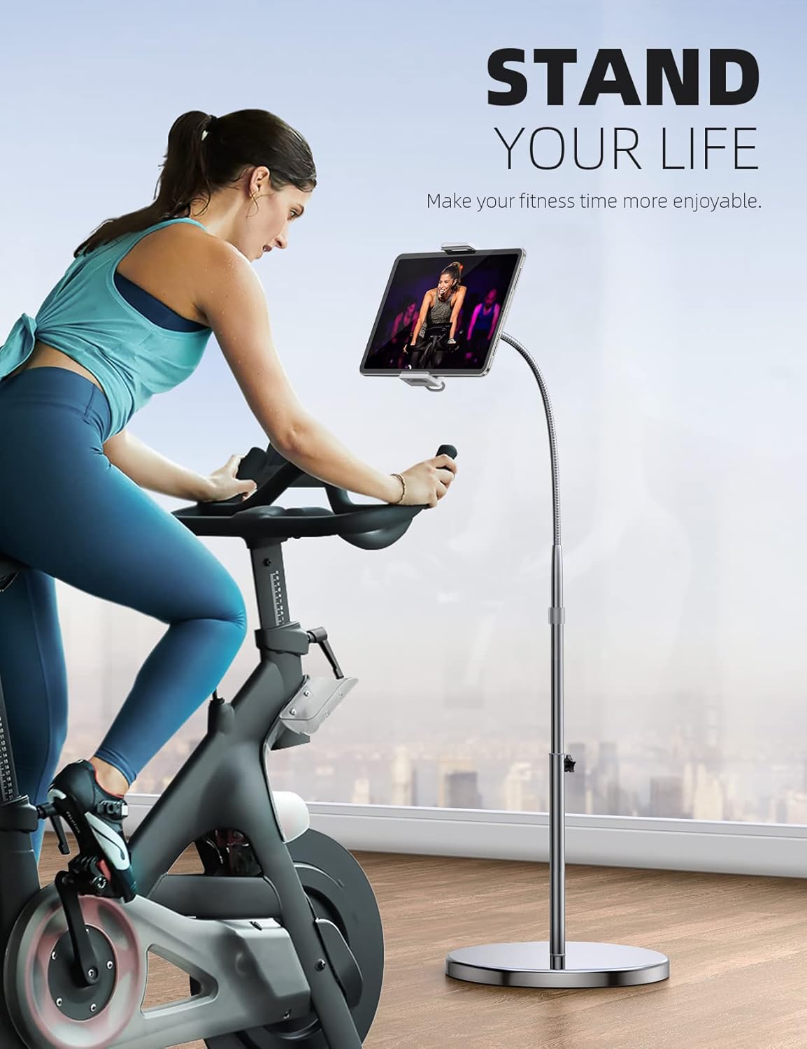 Lamicall Tablet Floor Stand Gooseneck - Swivel Tablet Holder Mount with Adjustable Height & 10.6lb Stable Base, Compatible with iPad Mini Air Pro 12.9/9.7, Tab, Kindle, Surface Pro, Phones (4.7-13")