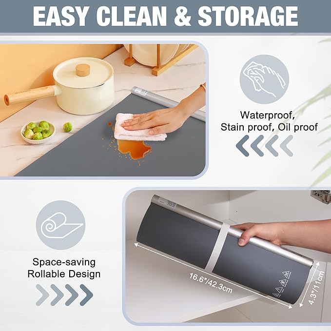 HAUSHOF Warming Mat for Food, Electric Extra Large Food Warming Mat for Countertop, Fast Heating Warming Tray for Buffets Party, 3 Level Temperature Heating Mat, Rollable, Portable, Auto Off