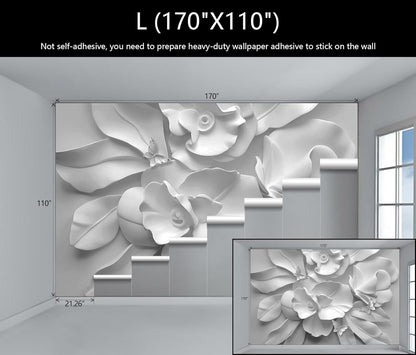 WFBHUA-3d Gray Floral Wallpaper Mural Black and White Embossed Peony Flowers Butterfly Wallpaper for Living Room Bedroom(Not Peel and Stick)