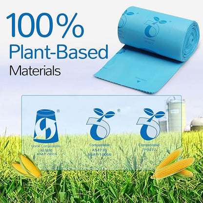 Airthereal Bundle | 2-Pack Replacement Activated Carbon Filters + 1 Electric Kitchen Composter Bucket with Lid + 3-Pack Compostable Trash Bags (1.6 Gallon, 150 Count, Blue)