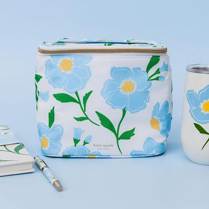 kate spade new york, Insulated Lunch Tote, Small Lunch Cooler, Cute Lunch Bag for Women, Striped Thermal Bag with Double Zipper Close and Carrying Handle (Sunshine Floral)