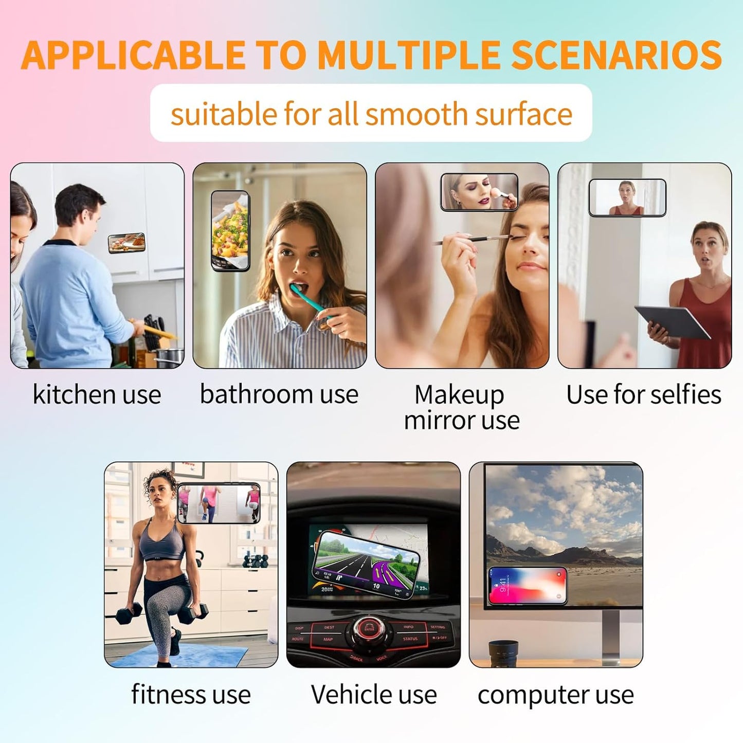 ZYCCER Double Sided Silicone Suction Phone Holder Mount,Compatible with iPhone and Android Cases Hands-Free Mirror Shower Phone Mount Strong Grip Holder (Orenge, Single Sided 1PCS)