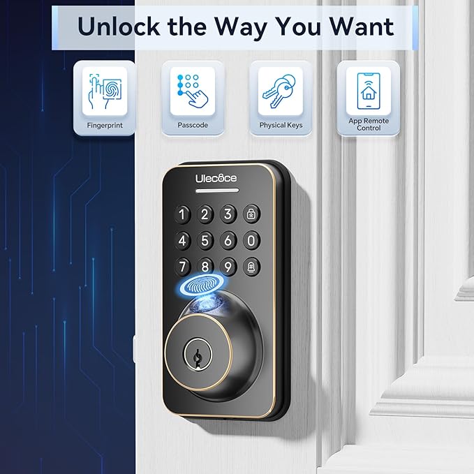 Keyless Entry Door Lock with Handle Set - Built-in WiFi, App Control & Doorbell, Electronic Keypad Deadbolt with One-Time Code, Auto-Locking, Easy to Install, Oil Rubbed Bronze