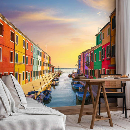 artgeist Wall Mural Peel and Stick Architecture 212x98 in - XXL Self-Adhesive Corner Wallpaper Removable Large Sticker Foil Angle Wallpaper Wall Decor Print City Lake Like Painted d-B-0295-a-a