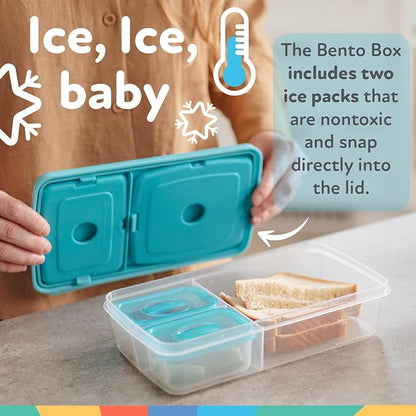 Nuby Lunchbox with Insulated Travel Bag - Bento Lunch Box - 3+ Years - Stars - Back to School Essentials