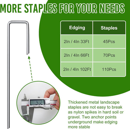 4 Inch Tall 102FT Landscape Edging with 110Pcs Metal Spikes, Plastic Garden Edging Border Landscape Edging Lawn Edging for Landscaping, Flower Bed, Paver, Yard