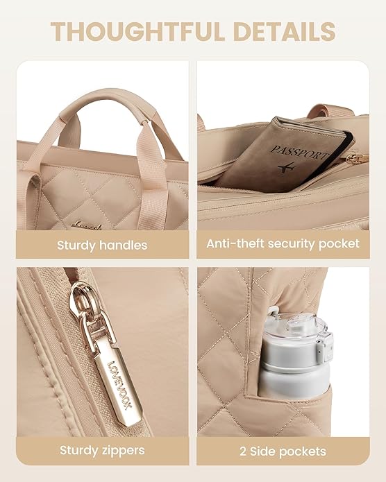 LOVEVOOK Tote Bag for Women,Light Puffer Tote Bag with Multi-pockets,Stylish Carry on Laptop Bags for Daily,Travel,Work,Gym | with Multi-pockets, Stylish, Carry on, for Daily, Travel, Work