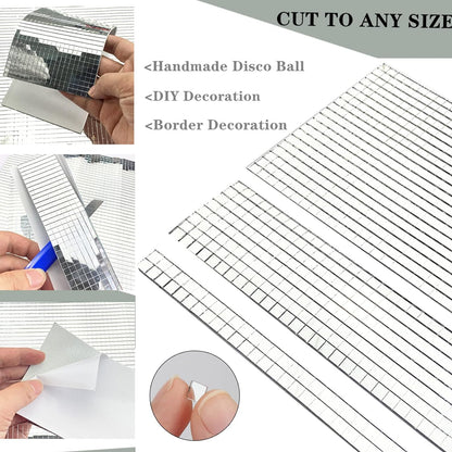 REDODECO Real Glass Silver Mirrors Mosaic Tiles Sticker for Craft Square Glass Tiles Self Adhesive,5mm by 5mm (Silver, 2400PCS)