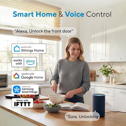 ULTRALOQ U-Bolt Pro WiFi Smart Lock with Handle, Fingerprint Keyless Entry Door Lock Set with Lever, Smart Deadbolt Locks for Front Door, Auto-Lock, Auto Unlock, App Remote Control, ANSI Grade 1
