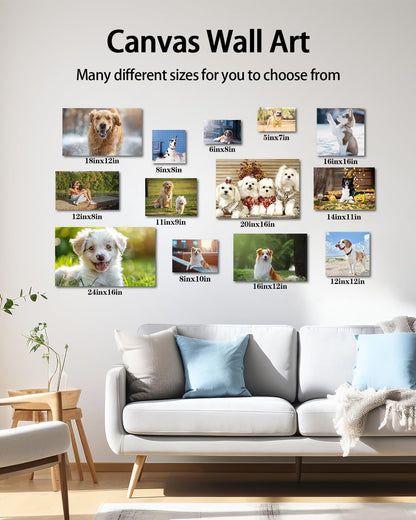 AbcCustomize Canvas Prints with Your Photos，Custom Canvas Wall Art for Bedroom, Living Room, Farmhouse Decor，Personalized Gifts Canvas Prints for Family，Friend，Lover，Pet