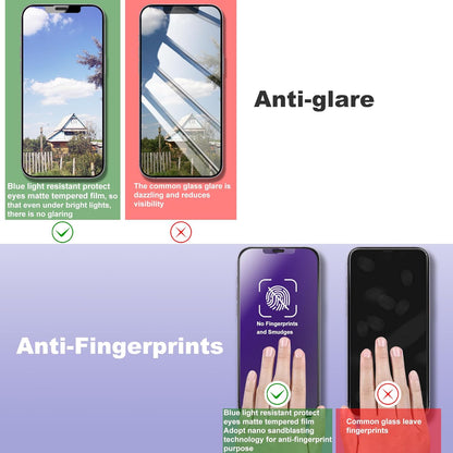 2 Pack Anti Blue Light Matte Screen Protector for iPhone 11 Pro Max and iPhon XS MAX 6.5-Inch Auto Dust Removal, No Bubbles, Tempered Glass Film, Easy Installation