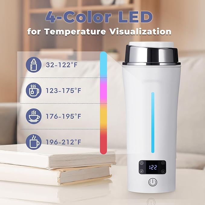 Dual Voltage Travel Kettle, 110-240V Portable Electric Kettle with LCD Display, 4 Temperature Settings, 4 Colors LED for Global Use (350ML)