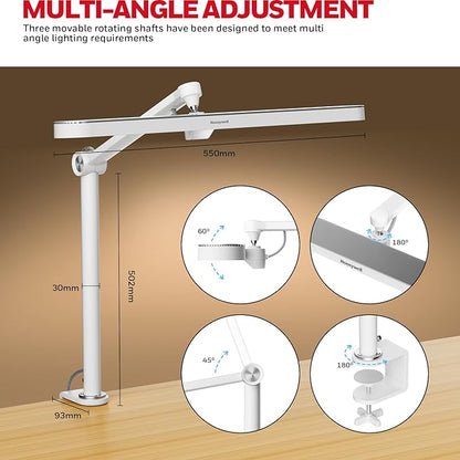 Honeywell LED Desk Lamp with Clamp - 05B02 Touch Control Sunturalux Natural Light Clip On Desk Light 4000K 1300LM Dimmable Eye Caring Table Lamp Full Metal Desk Lamps for Home Office