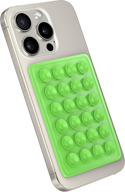 Suction Phone Case Mount, Sillicon Adhesive Phone Accessory for iPhone and Android, Hands-Free Fidget Toy Mirror Shower Phone Holder, Tiktok Videos and Selfies (Green)