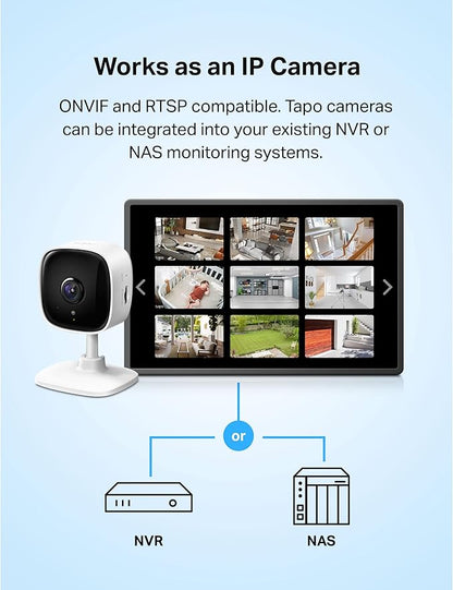TP-Link Tapo 1080P Indoor Security Camera for Baby Monitor, Dog Camera w/Motion Detection, 2-Way Audio Siren, Night Vision, Cloud & SD Card Storage, Works w/Alexa & Google Home (Tapo C100)