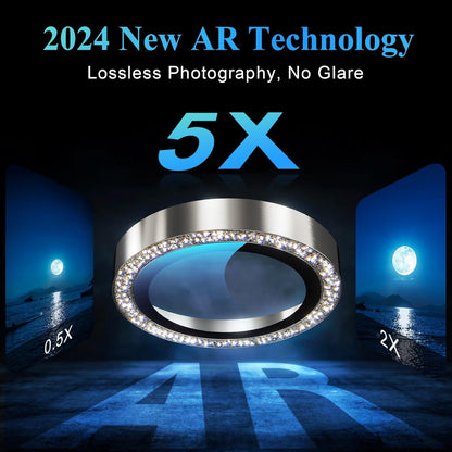 YWXTW Designed for iPhone 16 Pro/iPhone 16 Pro Max Camera Lens Protector Bling, [New Glitter Design] Individual Metal Tempered Glass Camera Cover Accessories Case Friendly (Natural Titanium)