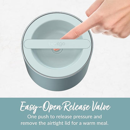 Bentgo Stainless Insulated Food Container - 2.4 Cups (19 oz), Triple-Layer Insulation, Vacuum Seal, Leak-Proof, Built-In Handle, Wide Opening, Premium Stainless Steel, for Cool/Warm Foods (Aqua)