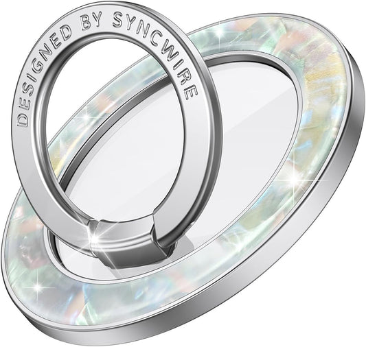 Syncwire Magnetic Phone Grip for MagSafe, Colorful Shell Magnetic Phone Ring Holder, 360° Rotation Floating Effect Cell Phone Ring Stand MagSafe Ring for iPhone 16 Pro Max 15 14 13 &All- Pearly Luster