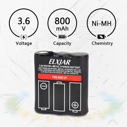 (2-Pack) 3.6V 800mAh Ni-MH Battery Replacement for Motorola PMNN4477AR T200 T400 T500 T800 T600 T62 T82 T92 T260 T265 T801 T460 T465 T480 Walkie Talkies