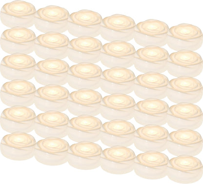 Aignis 36pcs Flameless LED Floating Candles, White Rose Plastic Tealight Battery Operated, 120+ Hours Glow Time, Cozy Light for Romantic Pool/Bathtub/Hot Bath/Wedding Centerpiece Decor(D2.83*H1.42)
