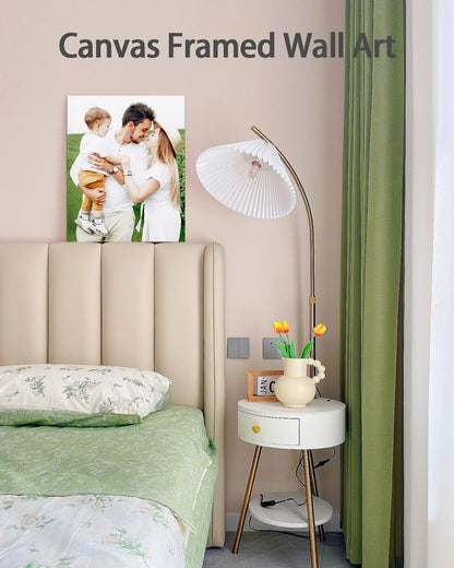 Personalized Custom Canvas Wall Art, Custom Canvas Prints with Your Photos for Living Room, Bedroom, Wedding Pet Baby Family Photo Framed Wall Art, Customized Photo Gift for Family，Friend，Lover，Pet