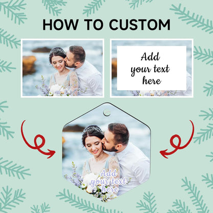 Personalized Christmas Ornaments 2025, Wood Custom Photo Text Hanging Ornament Customized Christmas Tree Decorations Gift for Family, Kids, Friends, Couples, Wedding