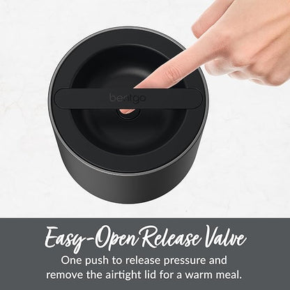 Bentgo Stainless Insulated Food Container - 2.4 Cups (19 oz), Triple-Layer Insulation, Vacuum Seal, Leak-Proof, Built-In Handle, Wide Opening, Premium Stainless Steel, for Cool/Warm Foods (Black)