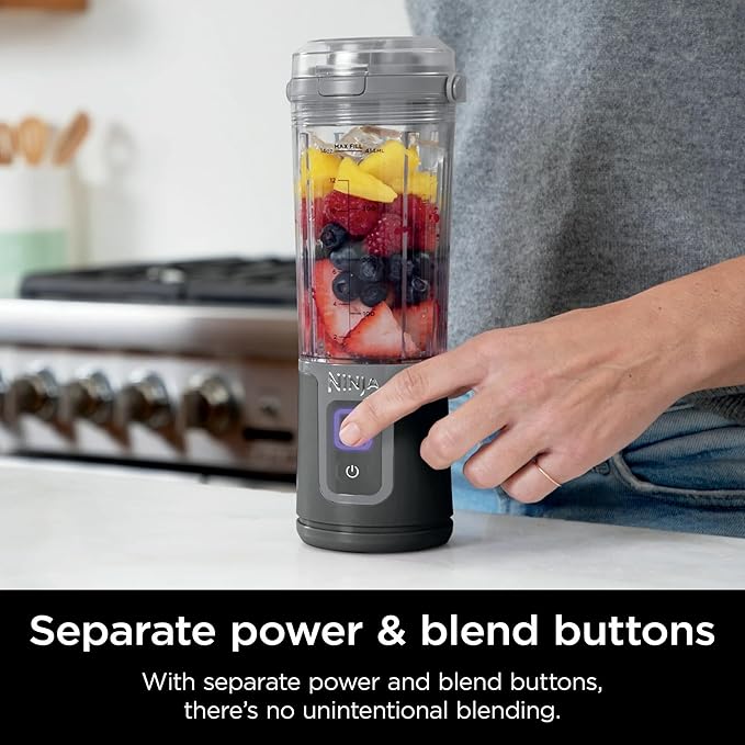 Ninja Blast 16 oz. Personal Portable Blender with Leak Proof Lid and Easy Sip Spout, Perfect for Smoothies, Cordless, USB-C Rechargeable, Dishwasher Safe Parts (Renewed) (Black)