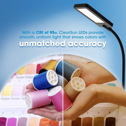 Ottlite ClearSun LED Desk Lamp with Wireless Charging - 3 Color Temperature Modes, Flexible Gooseneck - Task Lamp for Home, Reading, Office & College Dorms