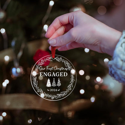 Engagement Gifts for Bride, Our First Christmas Engaged 2024, Christmas Ornaments Newlywed Gifts for Her, Wedding Gift for Couple, Engagement Ornament 2024, Engaged Christmas Tree Ornament