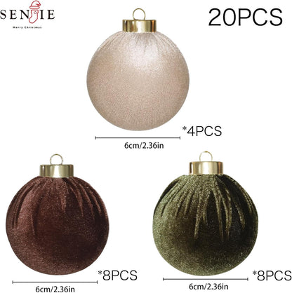 20PCS Velvet Ornaments for Christmas Tree, 2.36INCH Multicolor Flocked Christmas Ornaments Decorations Balls Set Decor
