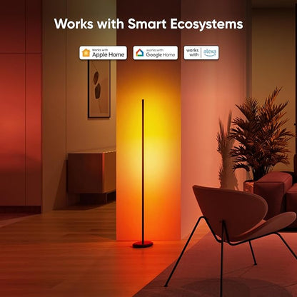 Nanoleaf Matter Smart Floor Lamp, LED Standing Lamps Work with Alexa, Music Sync Corner Lamp,16 Million Colors, 1700lm RGBTW Floor Lamp with Voice Control for Living Room, Ambient Lighting, Black