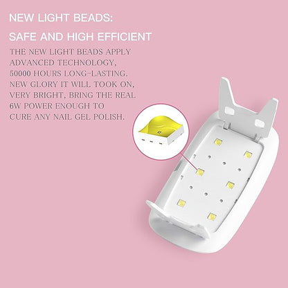 Beetles Uv Light for Nails Mini Nail Lamp Poly Nail Gel Curing Lamp Nail Gel Portable UV Led Nail Lamp Nail Light for Gel Top Coat Gel Nail Polish Manicure Tool DIY Nail Art