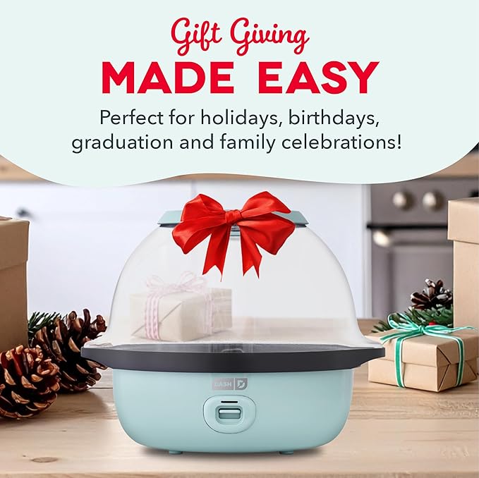 Dash SmartStore® Stirring Popcorn Maker - Electric Popcorn Machine with Butter-Melting Tray & Clear Serving Bowl - Features Stirring Bar - 24 Cups, White