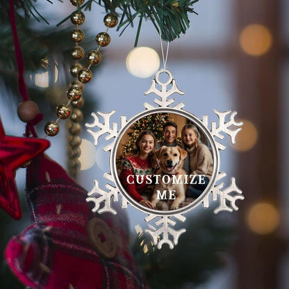 Personalized Christmas Ornaments - Custom Picture & Text Ornaments for Christmas 2024, Baby's 1st Christmas Ornament with Picture for Xmas Tree Custom Gifts for Family, Mom, Dad, Friend (Snowflake)