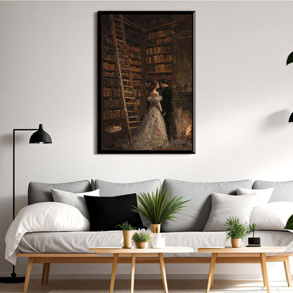 JFHCQJPK Gothic retro library scene decoration melancholy calm art college style wall aesthetic antique style home decoration suitable for bedroom living room12x16in Metal blackFramed