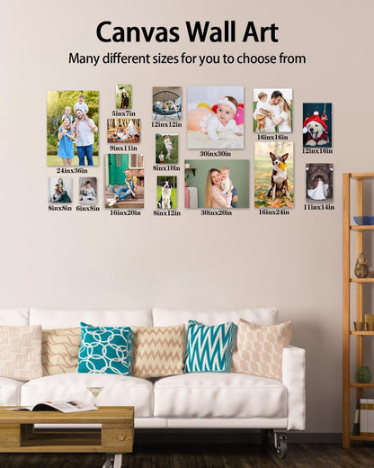 AbcCustomize Canvas Prints with Your Photos，Custom Canvas Wall Art for Bedroom, Living Room, Farmhouse Decor，Personalized Gifts Canvas Prints for Family，Friend，Lover，Pet