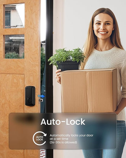 DESLOC A100F Keypad Fingerprint Door Lock, Keyless Entry Door Lock, Smart Lock Deadbolt for Front Door, Easy Installation, Emergency Power Port,12 Months Battery, IP54 Waterproof, 5 Keys