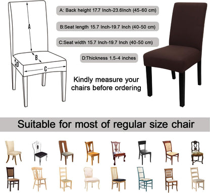 JQinHome 4 Pcs Dining Chair Slipcover,High Stretch Removable Washable Chair Seat Protector Cover for Home Party Hotel Wedding Ceremony (Pack of 4, Coffee)